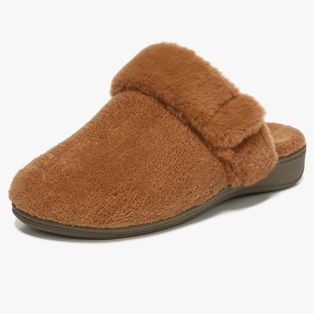 Vionic Women's Indulge Marielle Mule Comfort Slipper Adjustable Brown Sz 6